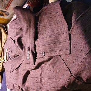 Sophisticated Brown Pin Striped Blazer  and Cuffed Pant for Women